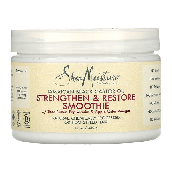 Shea moisture strengthen and restore smoothie with shea better peppermint and apple cider vinegar